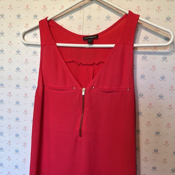 Express Watermelon Pink Front Zip Up Sleeveless Tank Top - Picture 2 of 11
